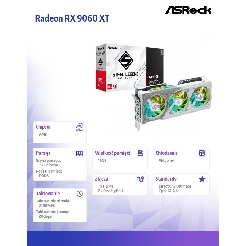 Karta graficzna Radeon RX 9060 XT STEEL LEGEND 16GB GDDR6 128bit