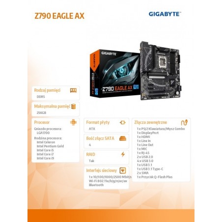 Płyta główna Z790 EAGLE AX s1700 4DDR5 HDMI/DP ATX Płyta główna Z790 EAGLE AX s1700 4DDR5 HDMI/DP ATX