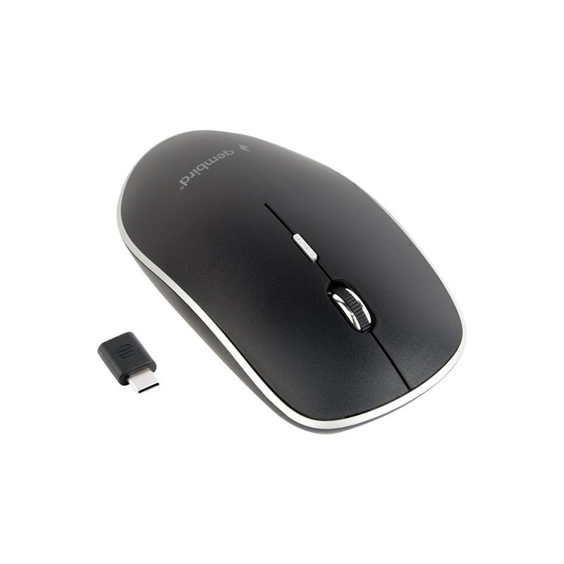 GEMBIRD MUSW-4BSC-01 Mysz optyczna cicha bezprzewodowa czarna odbiornik USB Type-C GEMBIRD MUSW-4BSC-01 Mysz optyczna cicha bezprzewodowa czarna odbiornik USB Type-C
