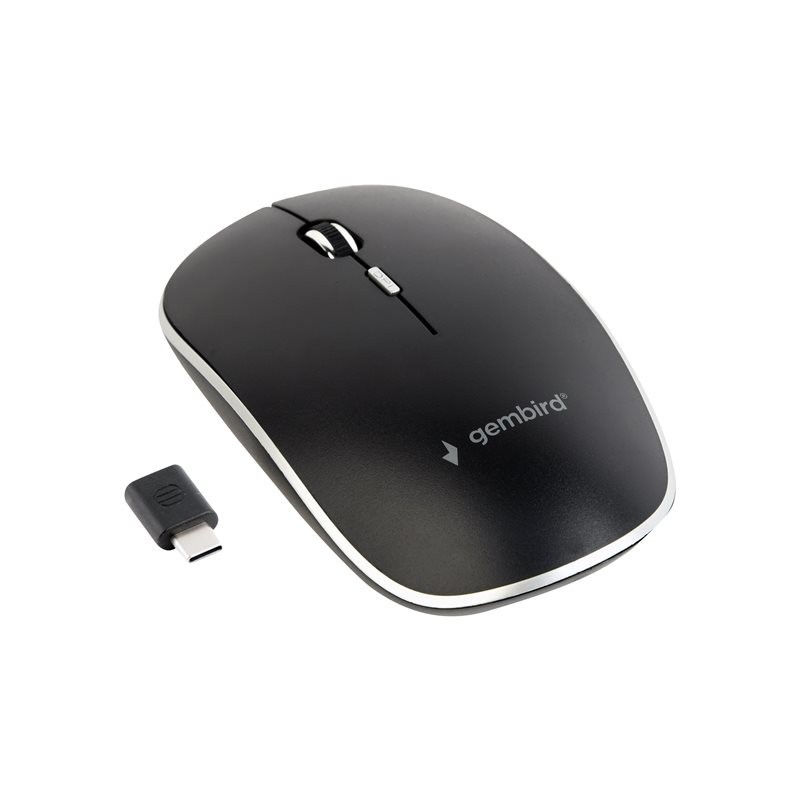 GEMBIRD MUSW-4BSC-01 Mysz optyczna cicha bezprzewodowa czarna odbiornik USB Type-C GEMBIRD MUSW-4BSC-01 Mysz optyczna cicha bezprzewodowa czarna odbiornik USB Type-C