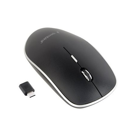 GEMBIRD MUSW-4BSC-01 Mysz optyczna cicha bezprzewodowa czarna odbiornik USB Type-C GEMBIRD MUSW-4BSC-01 Mysz optyczna cicha bezprzewodowa czarna odbiornik USB Type-C