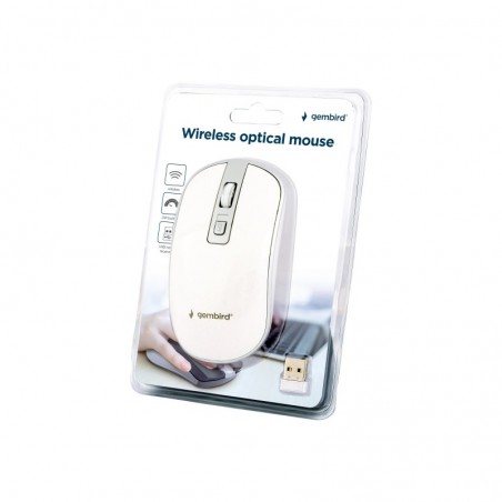 GEMBIRD MUSW-4B-06-WS Mysz optyczna kolor biało-srebrny Nano odbiornik GEMBIRD MUSW-4B-06-WS Mysz optyczna kolor biało-srebrny Nano odbiornik