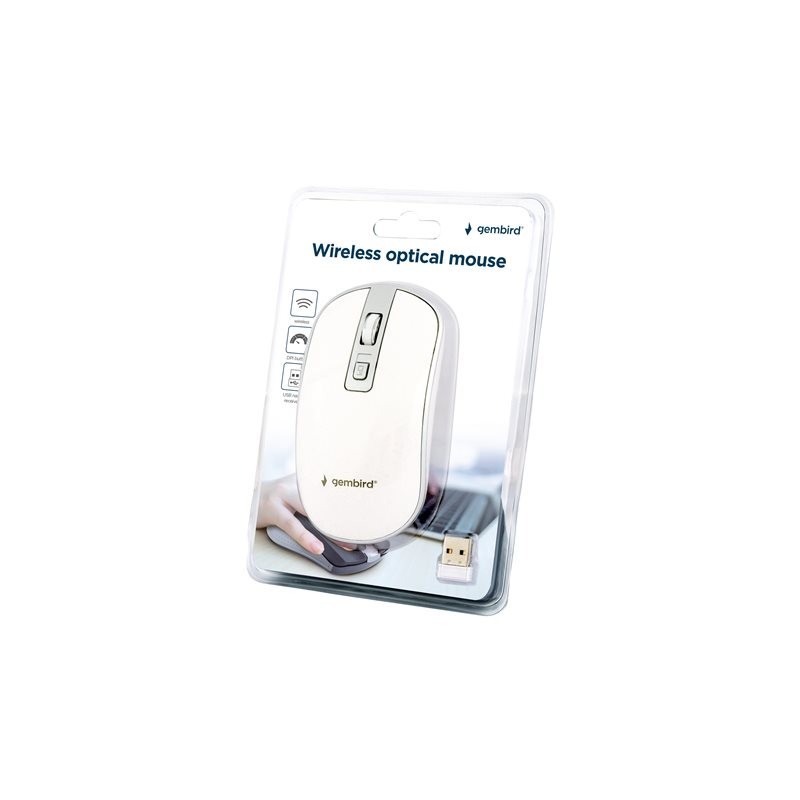 GEMBIRD MUSW-4B-06-WS Mysz optyczna kolor biało-srebrny Nano odbiornik GEMBIRD MUSW-4B-06-WS Mysz optyczna kolor biało-srebrny Nano odbiornik