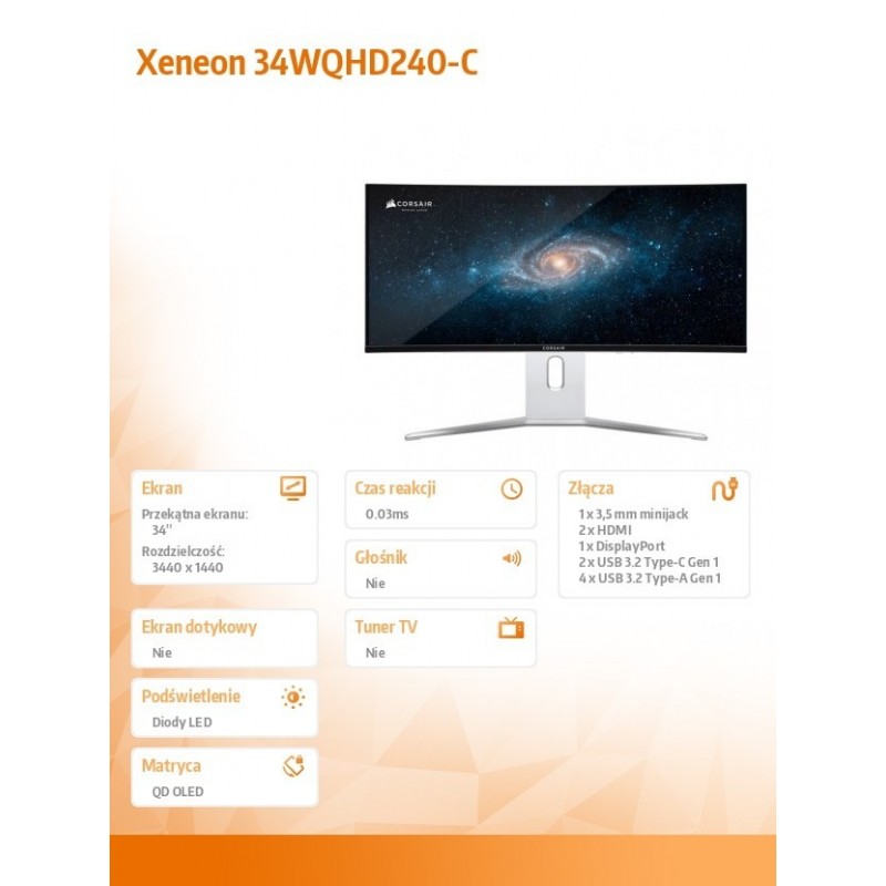 Monitor gamingowy Xeneon 34WQHD240-C QD-OLED 240Hz 