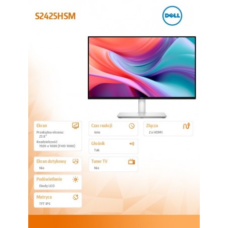Monitor S2425HSM 23.8 cala LED IPS/1920x1080/2X HDMI/3Y Monitor S2425HSM 23.8 cala LED IPS/1920x1080/2X HDMI/3Y