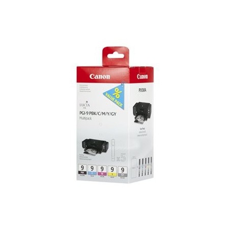 CANON 1LB PGI-9 PBK C M Y GY ink cartridge black and four colour standard capacity combopack blister with alarm CANON 1LB PGI-9 PBK C M Y GY ink cartridge black and four colour standard capacity combopack blister with alarm