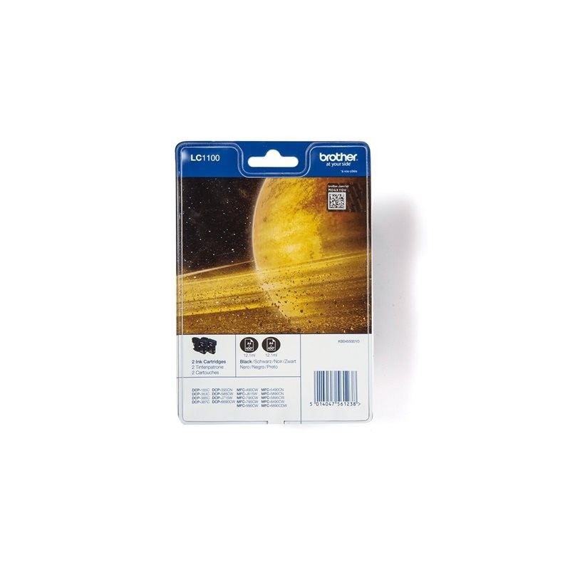 BROTHER LC1100BKBP2 Tusz Brother LC1100BKBP2 black Blister Pack (dwupak) 450str DCP395CN/DCP58CW