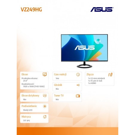 Monitor 23.8 cala VZ249HG IPS 120Hz HDMI D-SUB Monitor 23.8 cala VZ249HG IPS 120Hz HDMI D-SUB