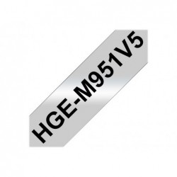 BROTHER HGEM951V5 Taśma Brother 24mm Black/Matt Silver (5 sztuk) High Grade Tape BROTHER HGEM951V5 Taśma Brother 24mm Black/Matt Silver (5 sztuk) High Grade Tape