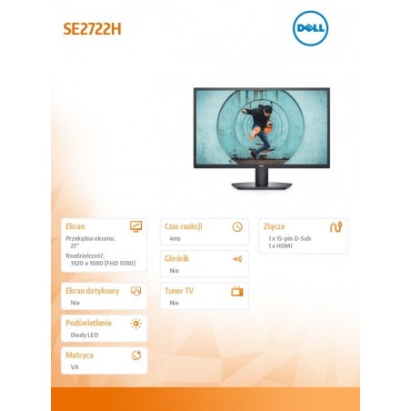 Monitor SE2722H 27 cali LED VA 1920x1080/HDMI/VGA/3Y Monitor SE2722H 27 cali LED VA 1920x1080/HDMI/VGA/3Y