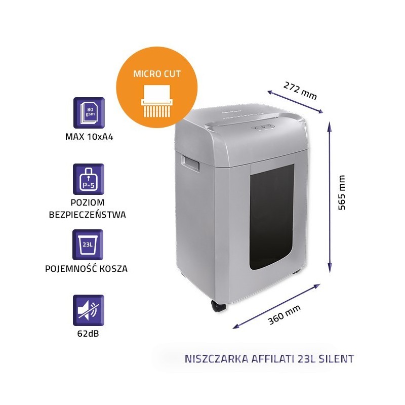 Niszczarka AFFILATI 23L Silent | Micro cut 