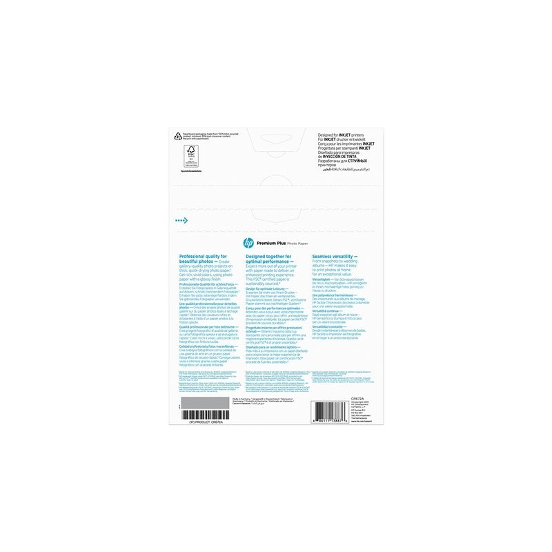 HP CR672A Premium Plus Glossy Photo Paper white 300g/m2 A4 20 sheets 1-pack HP CR672A Premium Plus Glossy Photo Paper white 300g/m2 A4 20 sheets 1-pack