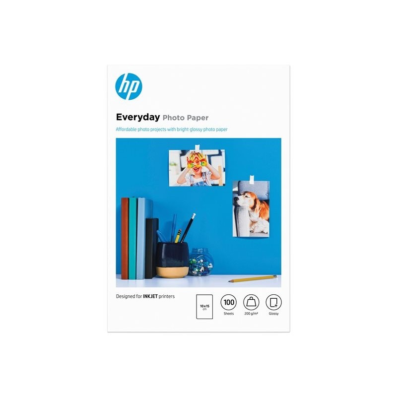HP Everyday Glossy photo paper white 200g/m2 100x150mm 100 sheets 1-pack HP Everyday Glossy photo paper white 200g/m2 100x150mm 100 sheets 1-pack