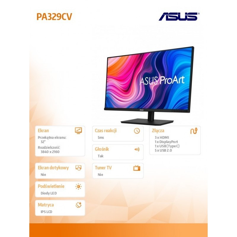 Monitor 32 cale PA329CV IPS 3xHDMI DP USB-C 5XUSB 600cd/m2 PIVOT Głośnik Monitor 32 cale PA329CV IPS 3xHDMI DP USB-C 5XUSB 600cd/m2 PIVOT Głośnik