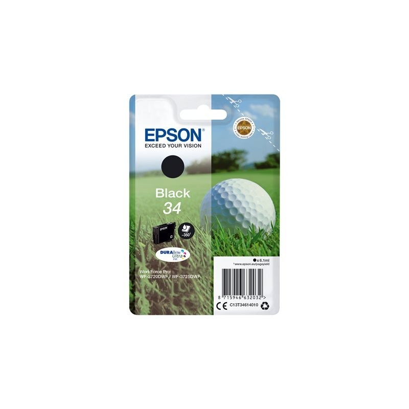 EPSON C13T34614010 Tusz EPSON Golf ball Singlepack Black 34 DURABrite Ultra 6,1 ml EPSON C13T34614010 Tusz EPSON Golf ball Singlepack Black 34 DURABrite Ultra 6,1 ml