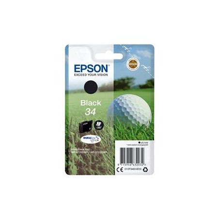 EPSON C13T34614010 Tusz EPSON Golf ball Singlepack Black 34 DURABrite Ultra 6,1 ml EPSON C13T34614010 Tusz EPSON Golf ball Singlepack Black 34 DURABrite Ultra 6,1 ml