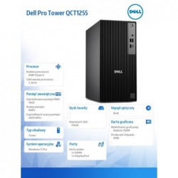 Komputer Dell Pro Tower QCT1255 W11Pro Ryzen 5 Pro 8600G/1x16GB/512GB/Integrated/Kb/TPM/3YPS 