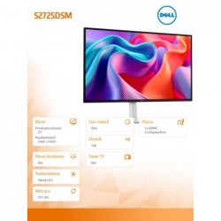 Monitor 27 cali S2725DSM QHD IPS/2560x1440/HDMI/DP/3Y 