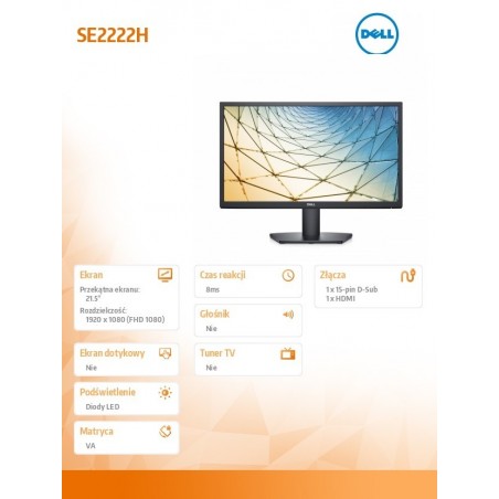 Monitor SE2222H 21,5 cali LED 1920x1080/HDMI/VGA/3Y Monitor SE2222H 21,5 cali LED 1920x1080/HDMI/VGA/3Y