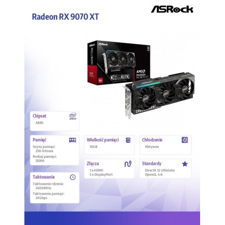 Karta graficzna RX 9070 XT CHALLENGER 16GB GDDR6 256bit 3DP/HDMI 