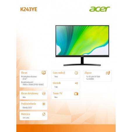 Monitor 24 cale K243YEBMIX FHD 100Hz IPS HDMI VGA 