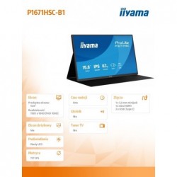 Monitor 15.6 cala P1671HSC-B1 IPS,FHD,miniHDMI,2xUSBC,250cd,8ms,2x1W, 0,7kg Monitor 15.6 cala P1671HSC-B1 IPS,FHD,miniHDMI,2xUSBC,250cd,8ms,2x1W, 0,7kg