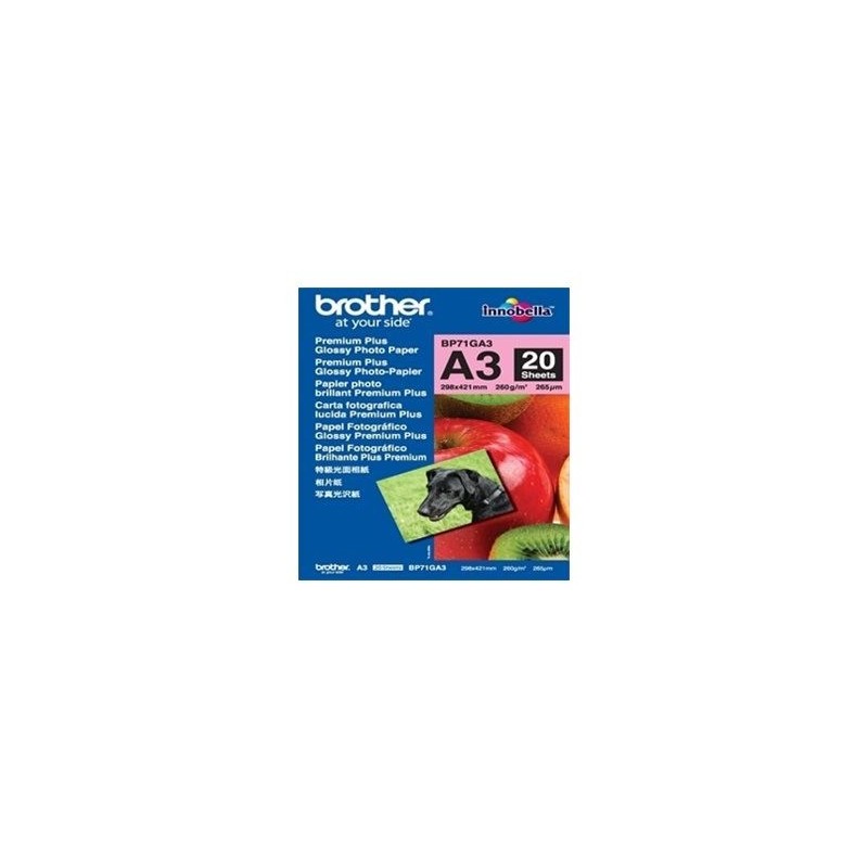 BROTHER BP71GA3 Papier fotograficzny Brother BP71GA3 20ark błyszczący A3