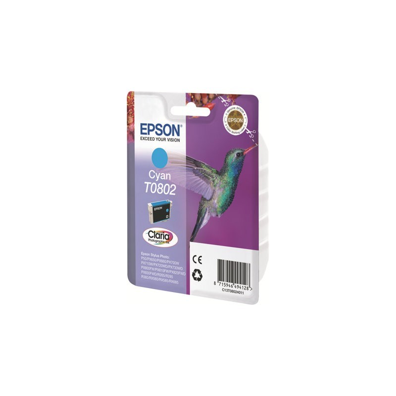 EPSON C13T08024011 Tusz Epson T0802 cyan Stylus photo R265/285/360,RX560/585/685