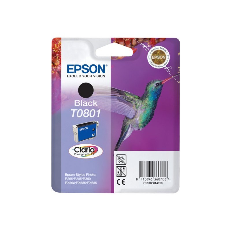 EPSON C13T08014011 Tusz Epson T0801 black Stylus photo R265/285/360,RX560/585/685