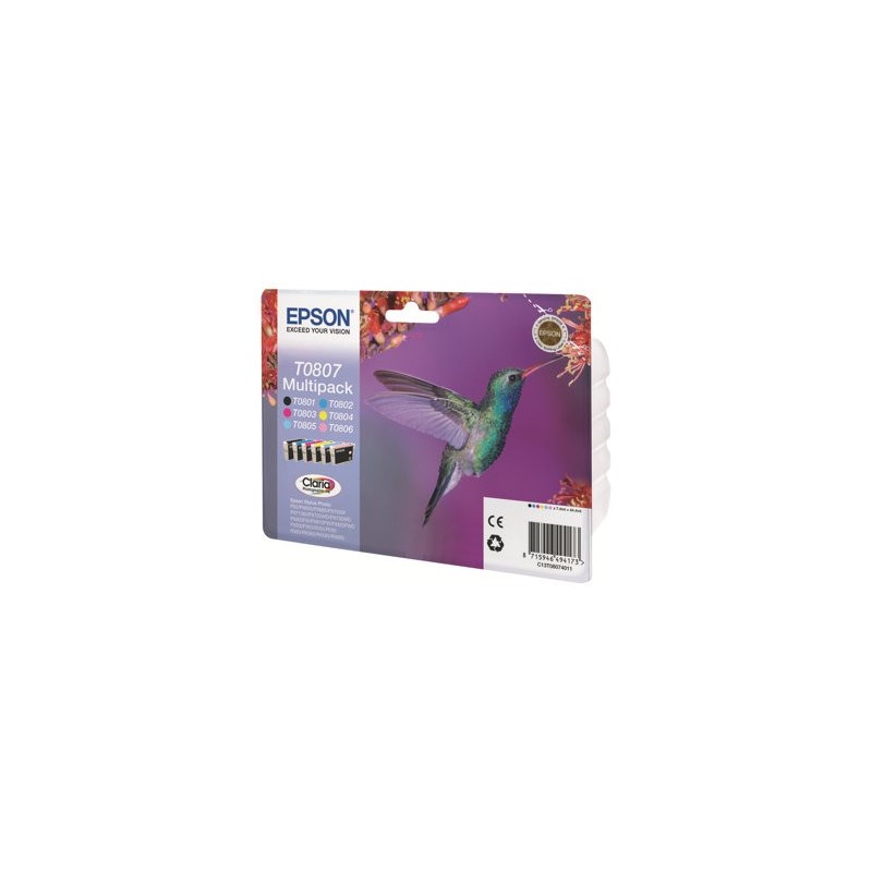 EPSON C13T08074011 Zestaw Epson T0807 C/M/Y/K/LC/LM MultiPack CLARIA Stylus photo R265/285/360...