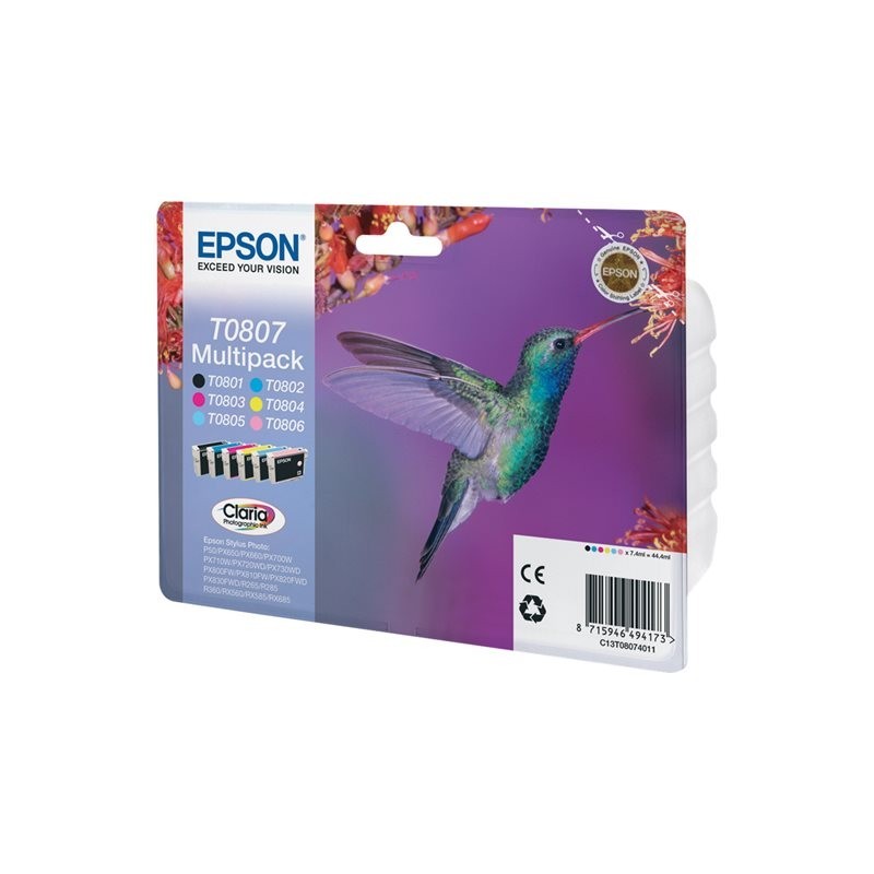 EPSON C13T08074011 Zestaw Epson T0807 C/M/Y/K/LC/LM MultiPack CLARIA Stylus photo R265/285/360...