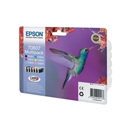 EPSON C13T08074011 Zestaw Epson T0807 C/M/Y/K/LC/LM MultiPack CLARIA Stylus photo R265/285/360...