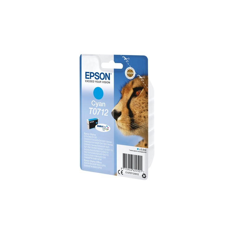 EPSON C13T07124012 Tusz Epson T0712 cyan DURABrite Stylus D78/92/120/DX4000/4050/4400/4450/500...