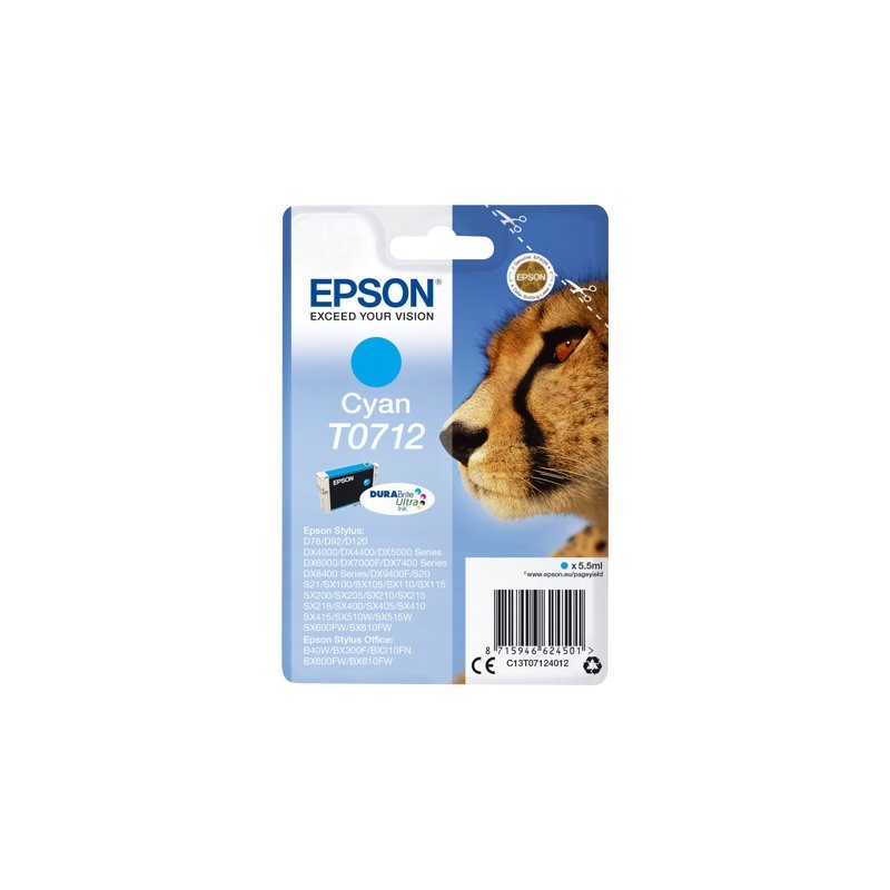 EPSON C13T07124012 Tusz Epson T0712 cyan DURABrite Stylus D78/92/120/DX4000/4050/4400/4450/500...
