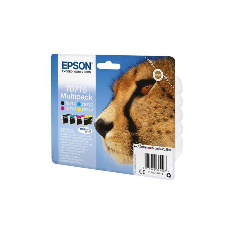 EPSON C13T07154012 Zestaw Epson T0715 CMYK MultiPack DURABrite Stylus D78/92/120/120 Network E... EPSON C13T07154012 Zestaw Epson T0715 CMYK MultiPack DURABrite Stylus D78/92/120/120 Network E...