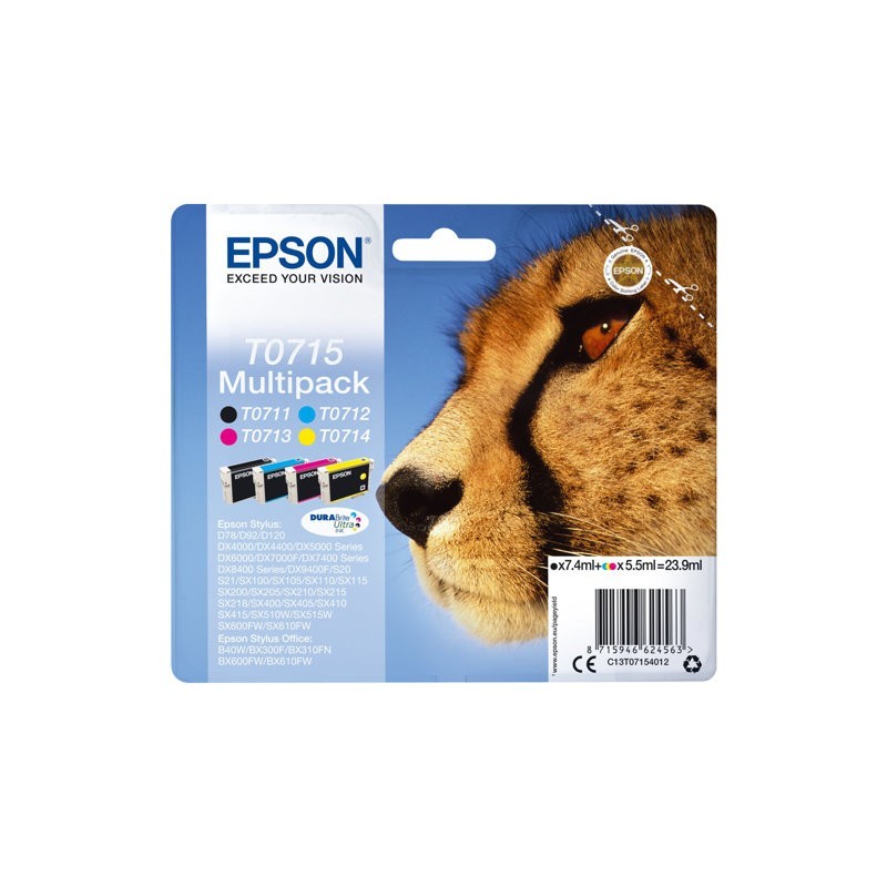 EPSON C13T07154012 Zestaw Epson T0715 CMYK MultiPack DURABrite Stylus D78/92/120/120 Network E... EPSON C13T07154012 Zestaw Epson T0715 CMYK MultiPack DURABrite Stylus D78/92/120/120 Network E...