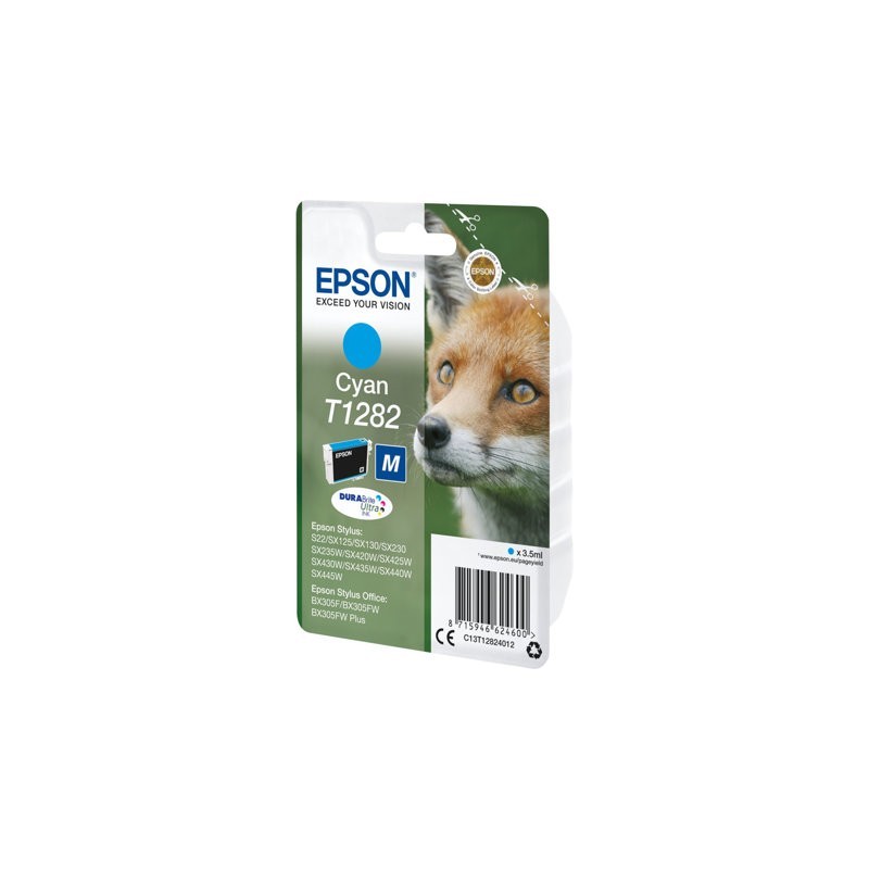 EPSON C13T12824012 Tusz Epson T1282 cyan Stylus S22/SX125/SX425W/BX305F EPSON C13T12824012 Tusz Epson T1282 cyan Stylus S22/SX125/SX425W/BX305F