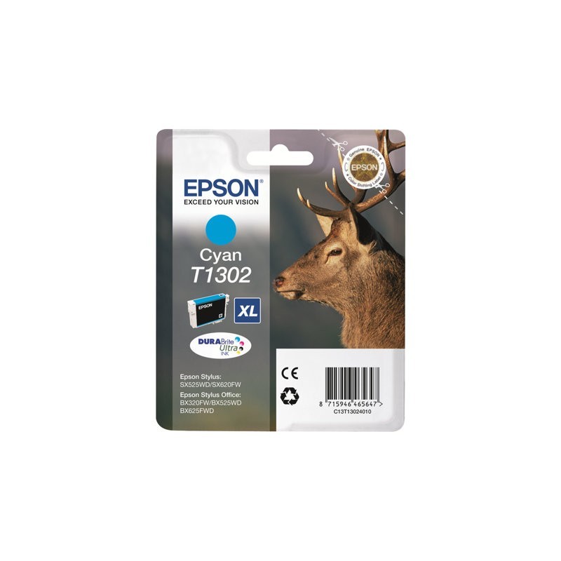 EPSON C13T13024012 Tusz Epson T1302 cyan Stylus SX525WD/BX305F/BX320FW/BX625FWD