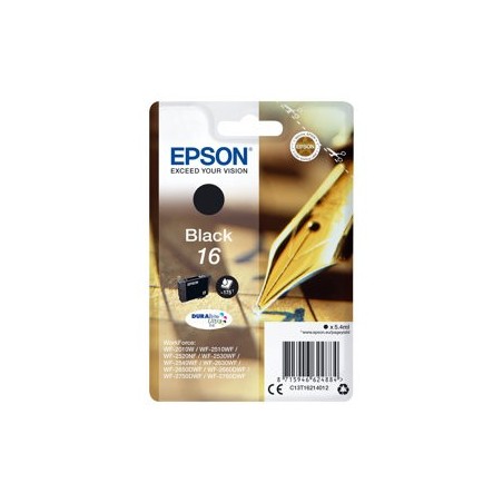 EPSON C13T16214012 Tusz Epson T1621 black DURABrite 5.4ml WF-2010/25x0