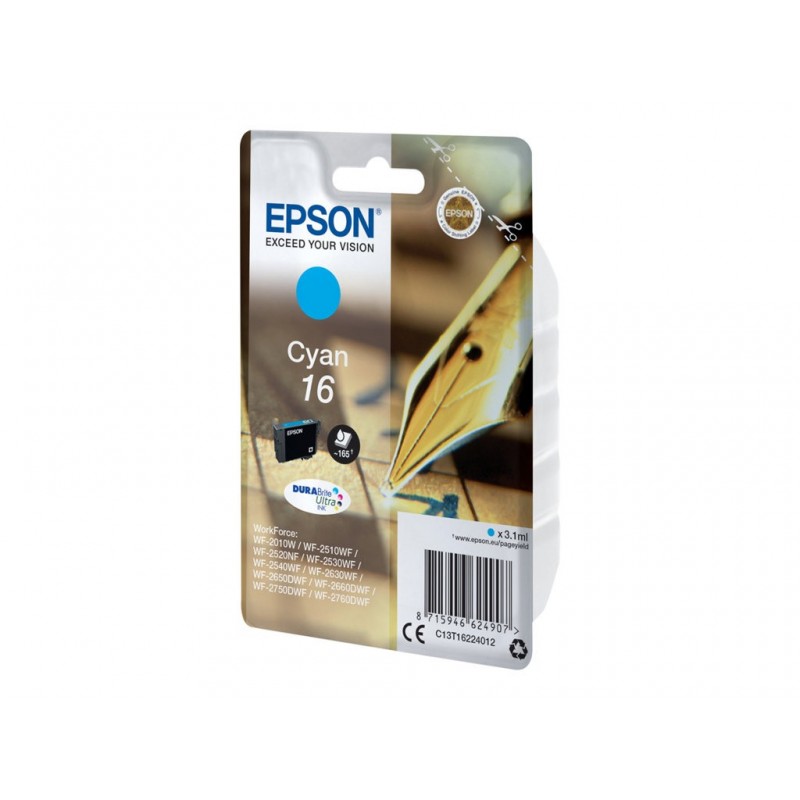 EPSON C13T16224012 Tusz Epson T1622 cyan DURABrite 3,1 ml WF-2010/25x0