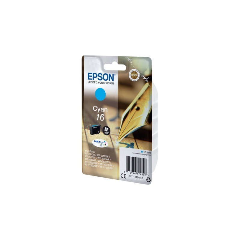EPSON C13T16224012 Tusz Epson T1622 cyan DURABrite 3,1 ml WF-2010/25x0