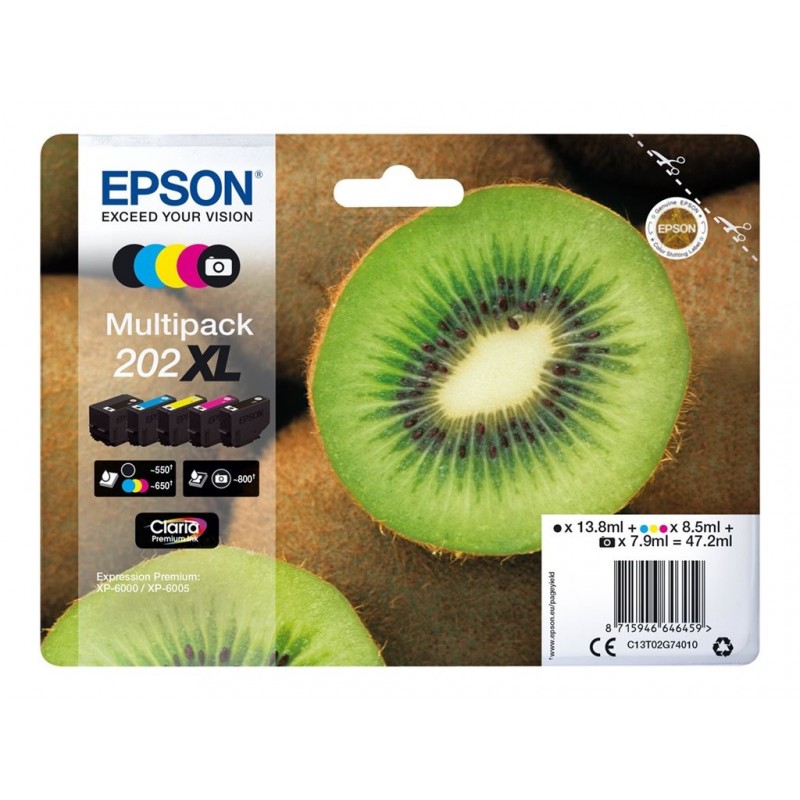 EPSON C13T02G74010 Tusz Epson Kiwi Multipack 202XL CMYK+photo black Claria Premium