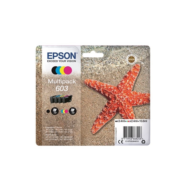 EPSON C13T03U64010 Multipack Epson C13T03U64010 CMY + BK 4-colours 603 3,4 ml + 3 x 2,4 ml