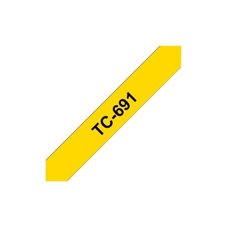 BROTHER TC691 Taśma Brother 9mm BLACK ON YELLOW TAPE BROTHER TC691 Taśma Brother 9mm BLACK ON YELLOW TAPE