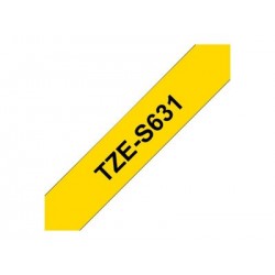 BROTHER TZeS631 Taśma Brother 12mm BLACK ON YELLOW ADHESIVE TAPE BROTHER TZeS631 Taśma Brother 12mm BLACK ON YELLOW ADHESIVE TAPE