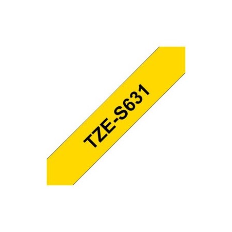 BROTHER TZeS631 Taśma Brother 12mm BLACK ON YELLOW ADHESIVE TAPE BROTHER TZeS631 Taśma Brother 12mm BLACK ON YELLOW ADHESIVE TAPE