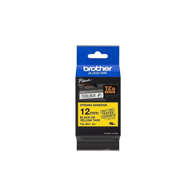 BROTHER TZeS631 Taśma Brother 12mm BLACK ON YELLOW ADHESIVE TAPE BROTHER TZeS631 Taśma Brother 12mm BLACK ON YELLOW ADHESIVE TAPE