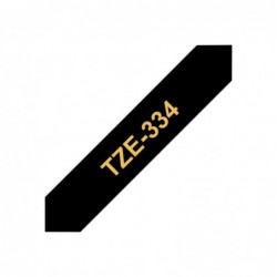 BROTHER TZE334 Taśma Brother 12mm Gold on Black BROTHER TZE334 Taśma Brother 12mm Gold on Black