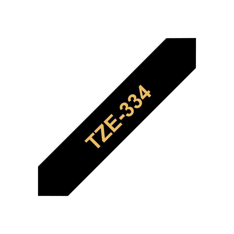 BROTHER TZE334 Taśma Brother 12mm Gold on Black BROTHER TZE334 Taśma Brother 12mm Gold on Black