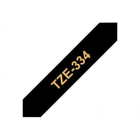 BROTHER TZE334 Taśma Brother 12mm Gold on Black BROTHER TZE334 Taśma Brother 12mm Gold on Black